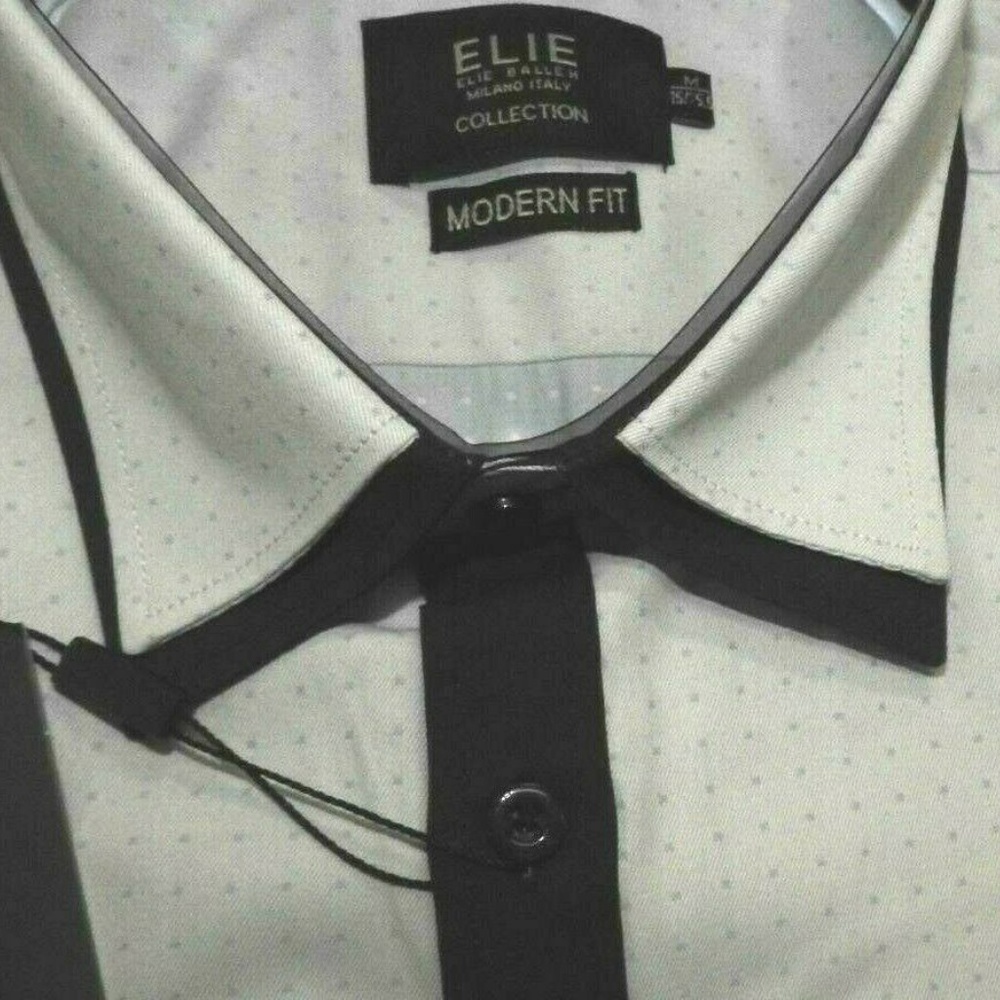 Men's Med. Button Front Dress Shirt Baby Blue - Picture 4 of 4